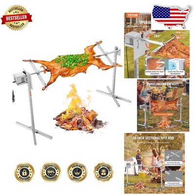 Heavy Duty Electric Rotisserie Grill - 56'' Spit Rod, 132 LBS Capacity, Auto 5...