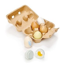 Tender Leaf Toys - Wooden Eggs - 7 Pieces Pretend Food Play Eggs Shopping