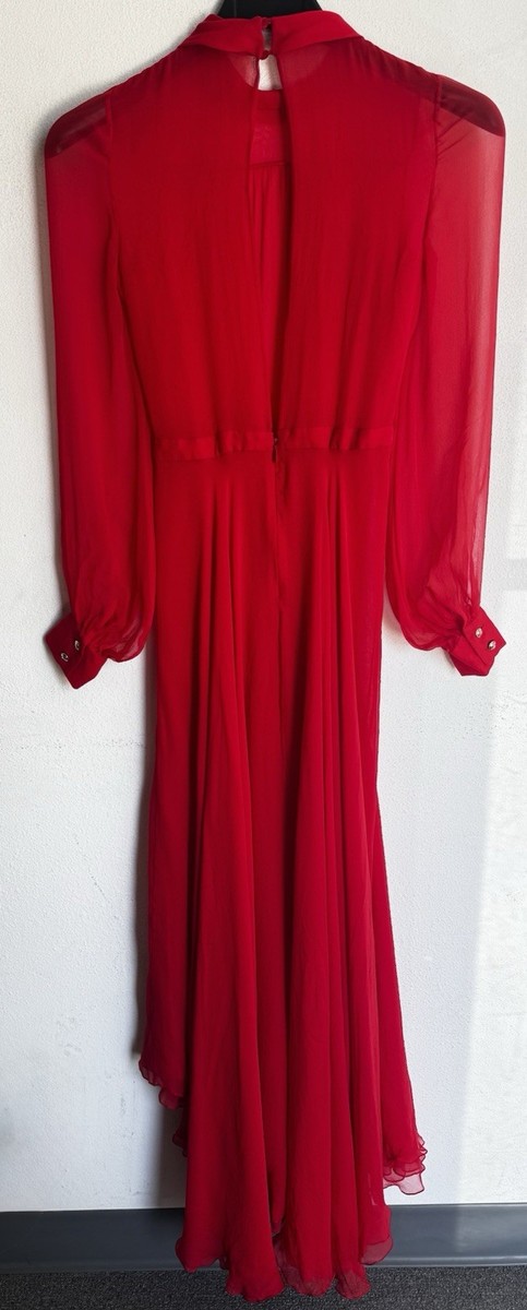 red gucci dress GUCCI Embroidered Cotton Velvet Dress, Size 42 IT