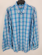Alan Flusser Shirt Mens XL Blue Plaid Long Sleeve Button Up Preppy Business