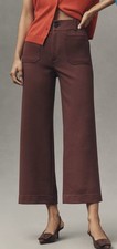 Anthropologie Maeve The Colette Knit Crop Wide-Leg Pants Size 26 Coca Plum