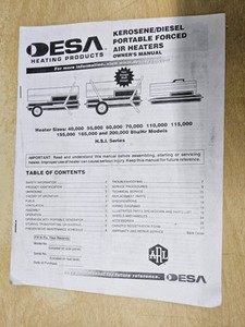 OESA Owner's Manual, Kerosene/Diesel Portable Forced Air Heater English only