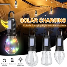 Solar Rechargeable Hanging Bulb Light Outdoor Camp Waterproof LED Emergency Lamp