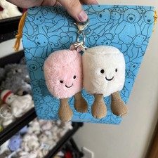 Jellycat Pair of Marshmallows Keychain   Cute Plush Bag Charm Gift With Tags 