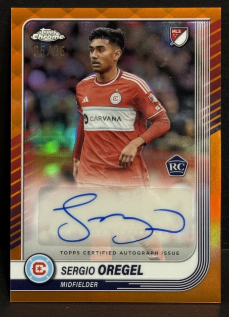 2025 Topps Chrome MLS Chicago Fire FC RC Sergio Oregel Auto Orange /25