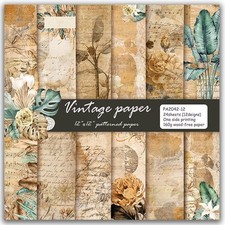 Scrapbook Paper 12x12 inch - Vintage Botanical Floral Double Sided Pattern Desig