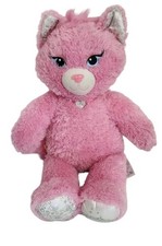 Build A Bear Pink Princess Kitty Cat 16" Plush w/Silver Sparkle BABW