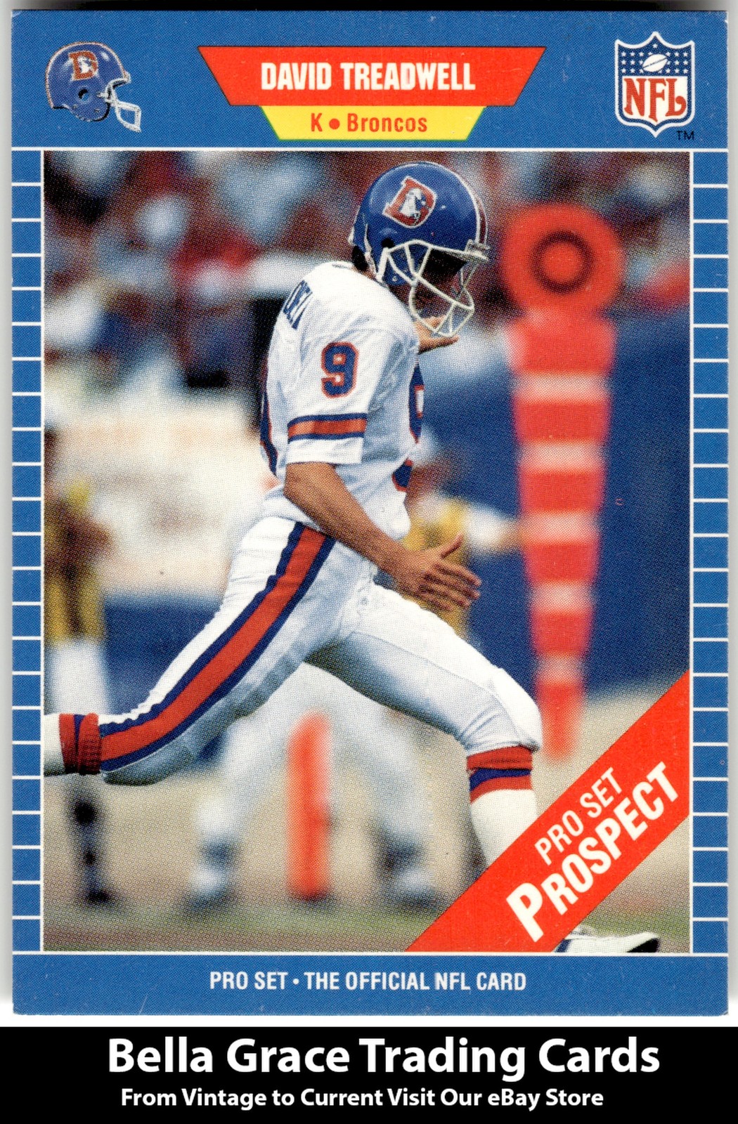 1989 Pro Set #544 David Treadwell Denver Broncos Rookie NFL Football