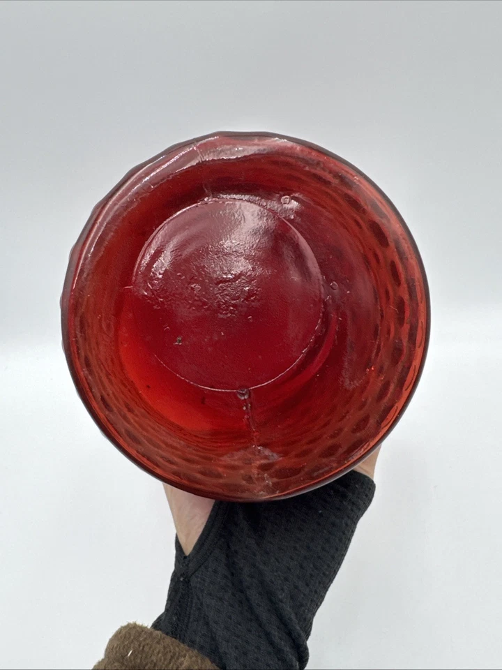 Vintage Anchor Hocking Ruby Red Hobnail Pitcher 8" Tall - Image 4 of 4