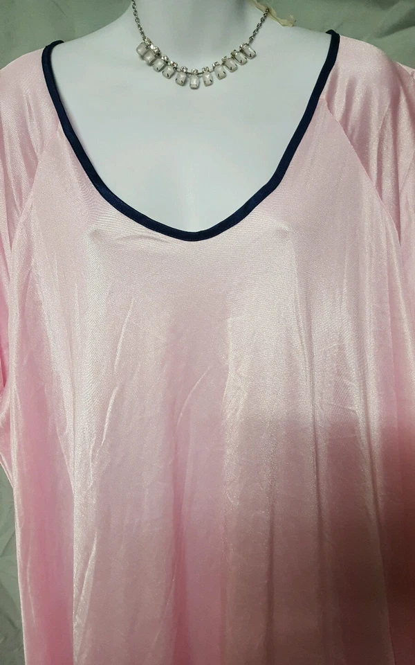 Camisón Only Necessities Rosa Azul Pantorrilla Manga Corta Talla Grande 3X 66" Busto Foto 3 de 4