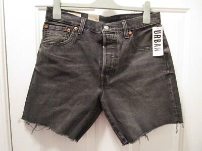 URBAN OUTFITTERS LEVI 501 90'S BLACK DENIM CUTOFF SHORTS SIZE 32