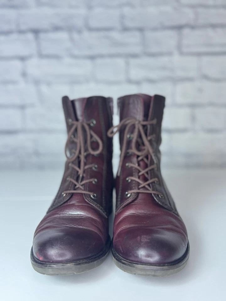 Botines Gabor Toscana Vino Borgoña Cuero Con Cordones Cremallera Lateral para Mujer Talla 8.5 Foto 2 de 4