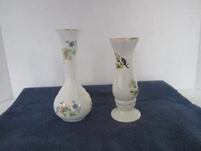 PAIR VINTAGE CHINA VASES MADE IN ENGLAND FLORAL P. S. BONE & LORD NELSON POTTERY