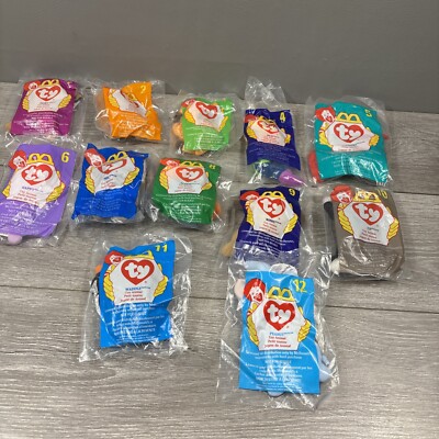 McDonald's TY Beanie Babies Complete Set of 12 In Original Bags 1998 Series Read