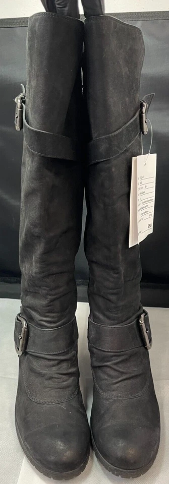 Botas de Moto Paul Green Kimberly Altas Cuero Negro Tacón Talla 7.5 Con Buck Foto 2 de 4