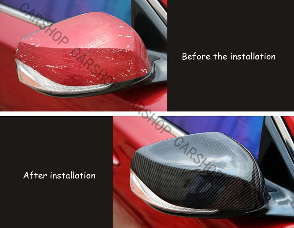 Cubierta de espejo retrovisor lateral de fibra de carbono real para INFINITI Q50 Q60 Q70 QX30 14-22 Foto 3 de 4