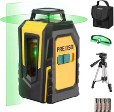 PREXISO 100Ft 360° Laser Level with Tripod Self Leveling Cross Line Laser w/ Bag