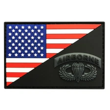 USA Flag Airborne Tactical Patch [3D-PVC Rubber- 3.0 X 2.0-AB-9] Hook