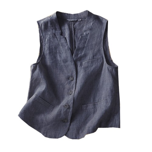 New Womens Thin Linen Vest Casual Loose V Neck Sleeveless Vests Jacket Waistcoat - Picture 9 of 22