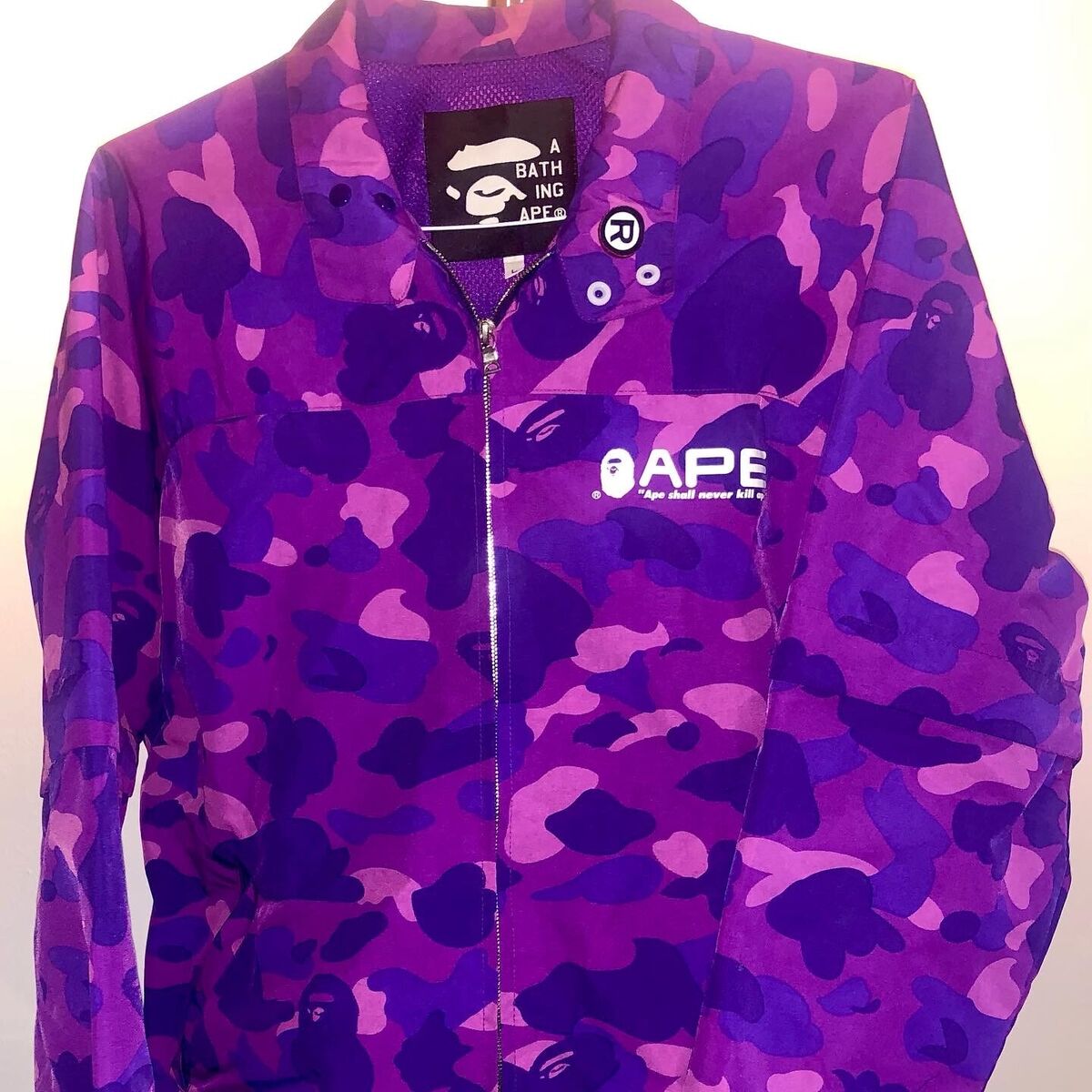 OG BAPE - A BATHING APE Purple Camo Logo Coach Jacket OG BAPE - A BATHING APE Purple Camo Logo Coach Jacket