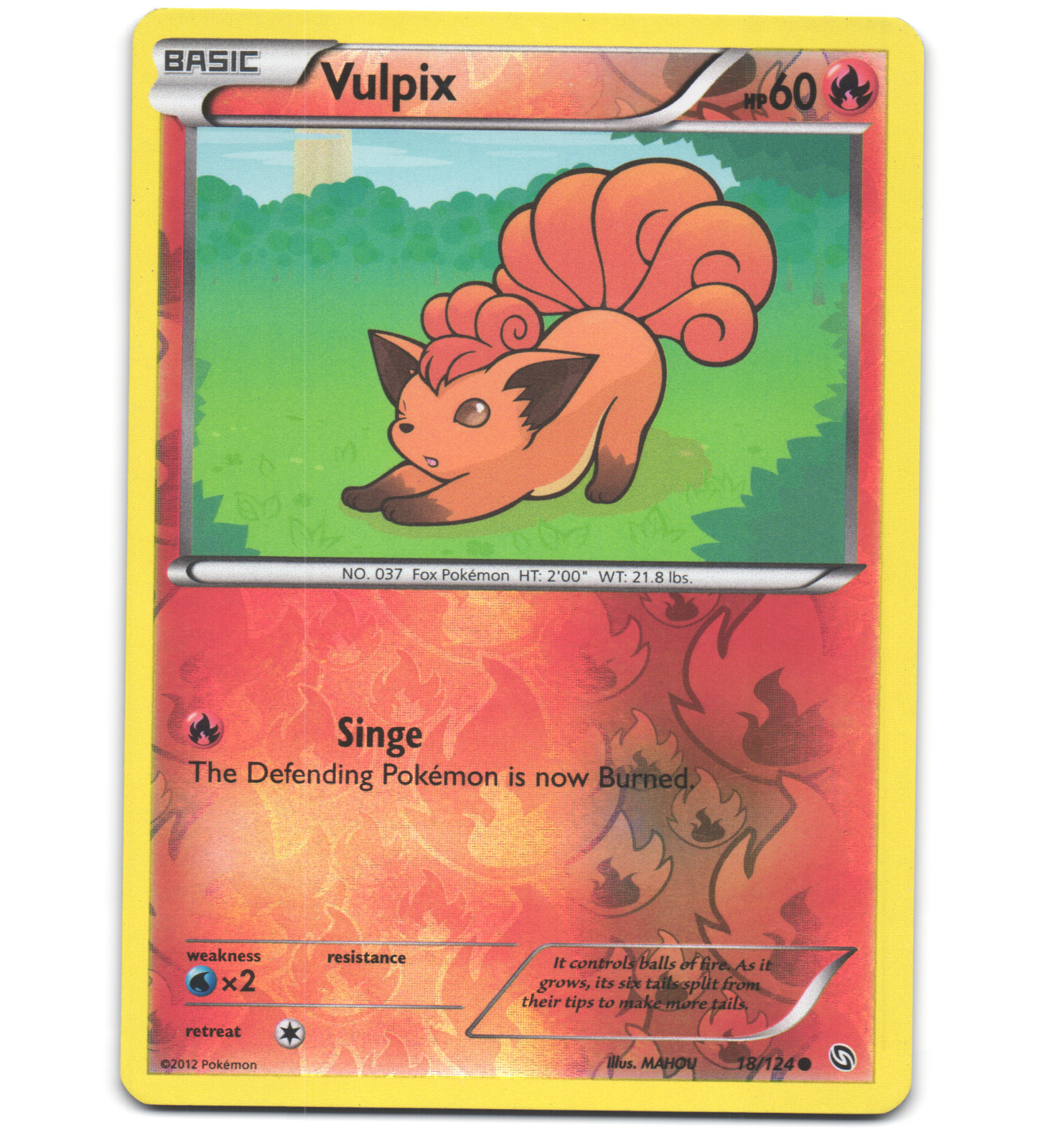 Pokemon 2012 Light Play Vulpix Dragons Exalted REVERSE 18/124 Card