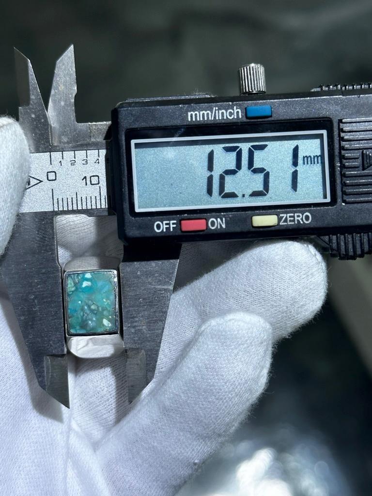 Sterling Silver Blue Turquoise Rectangular Cut Me… - image 9