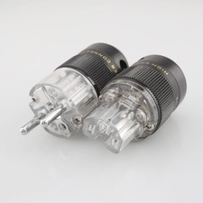 Rhodium Plated EU Schuko Power Connector Audiophile DIY Mains Cord Plug HIFI