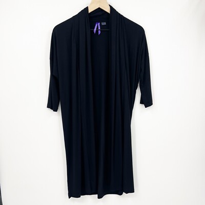Seraphine Maternity Nursing Open Kimono Cardigan US 4 Black Stretch Knit Lounge