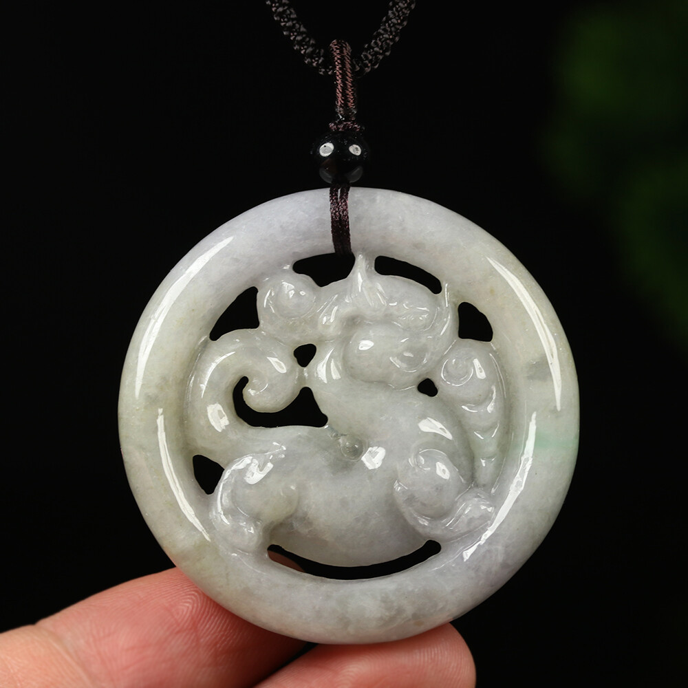 Certified Grade A Lavender Green Natural Jadeite Jade Pendant