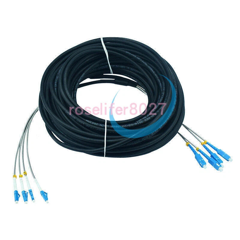1PCS 30M Field Outdoor LC-SC UPC 4 Strand 9/125 SingleMode Fiber Patch Cord - Photo 1/1