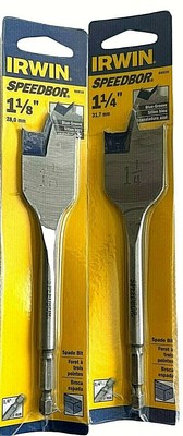Irwin Speedbor Spade Bits 1-1/8'' 1-1/4'' Shank Length 6'' Lot of 2 Bits - NEW
