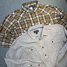 Patagonia Shirt Mens Large LOT OF 2 Plaid Check Button Up Outdoor Chore READ