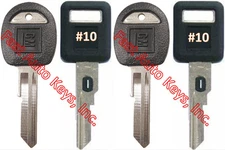 NEW GM Single Sided VATS Ignition Keys #10 (PAIR) + Doors/Trunk OEM Keys (PAIR)
