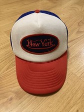 True Vintage New York Mesh Trucker Hat Snapback Hat Cap USA Made Red White Blue