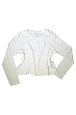 VELVET By Graham & Spencer Kara Linen Knit Crew Neck Tee Top White S $145 H12