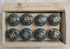 Casa Decor Set of 8 Drawer Knobs blue floral petals
