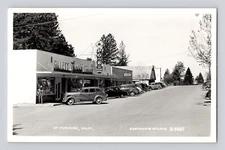 Postcard RPPC California Paradise CA Gillet Rexall Drugs PG&E Car Auto 1950