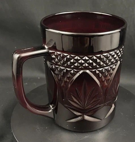 Cristal D' Arques Durand France Ruby Red Crystal Glass Coffee Tea Mug Cup