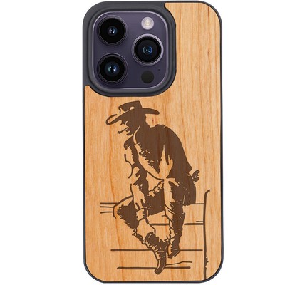 For iPhone 15 Pro Plus 14 13 12 Cowboy- Wood Shockproof Phone Case Cover