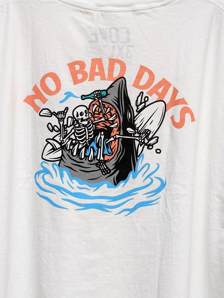 COVE Surf Co Mens No Bad Days Skeleton T Shirt White Size XXL | eBay