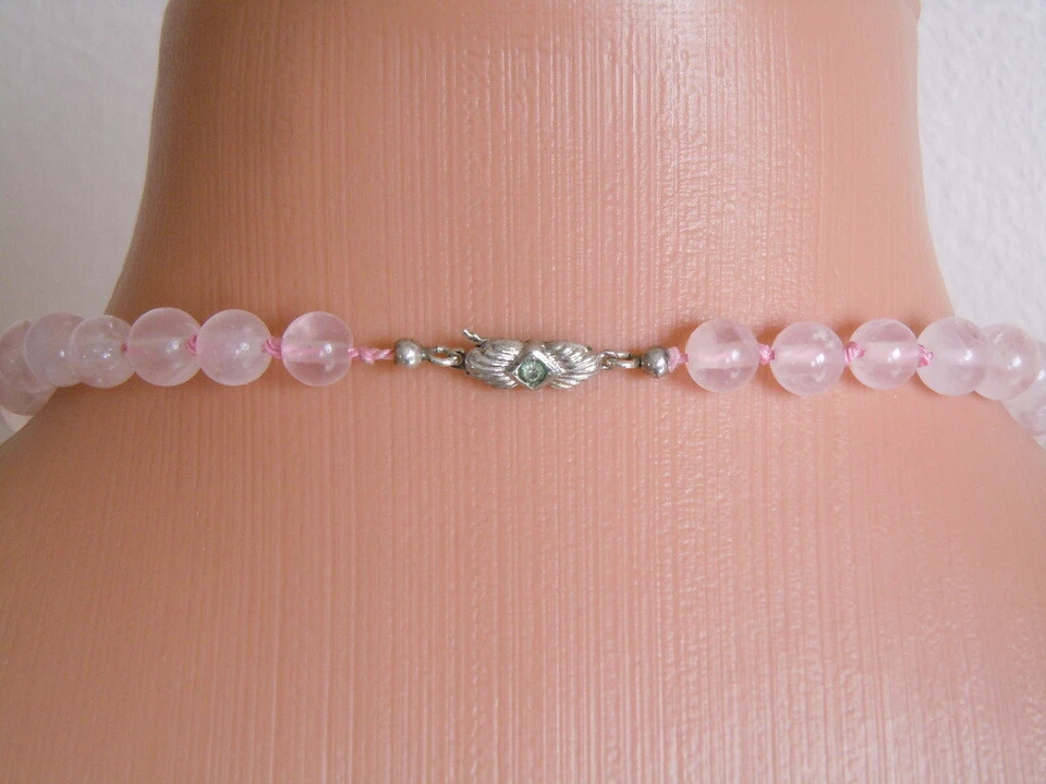 835 Argento Catena Quarzo Rosa Sfera Ametista Rondella Sfaccettato 42,6 G/ - Immagine 3 di 3