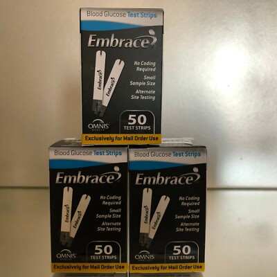 Embrace Blood Glucose Test Strips 150 CT.  Exp 02/2027 Free and Fast Shipping  