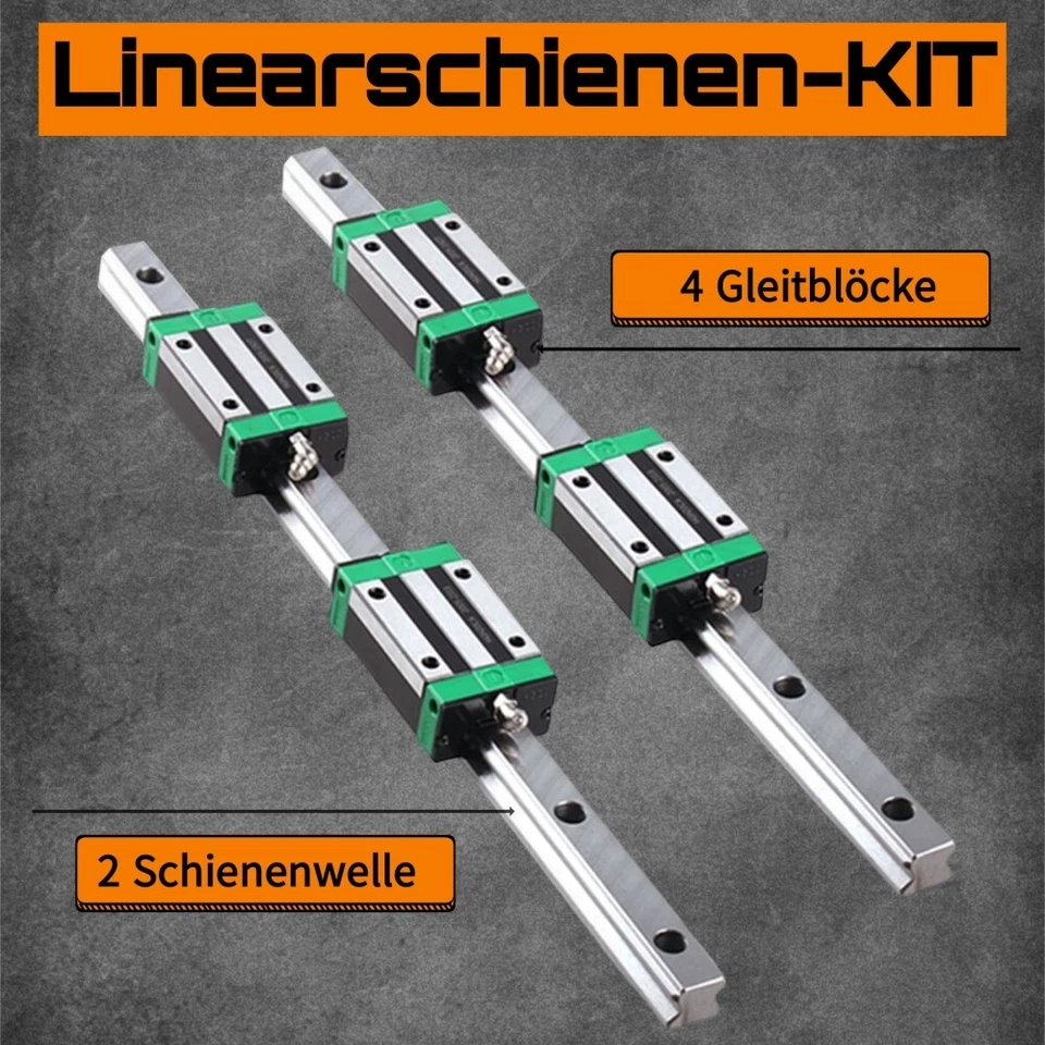 2x HGR20 Linearführung Gleitschiene Rail 200-2000mm+ 4x HGH20CA Gleitblocks CNC - Bild 2 von 4