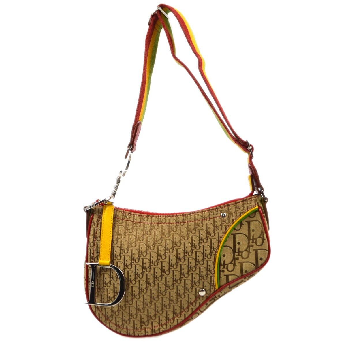 Christian Dior Rasta-Color Trotter Saddle Shoulder Bag 02RU Christian Dior Rasta-Color Trotter Saddle Shoulder Bag 02RU