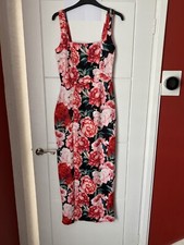 E4 Boohoo floral square neck floral midi dress Uk10