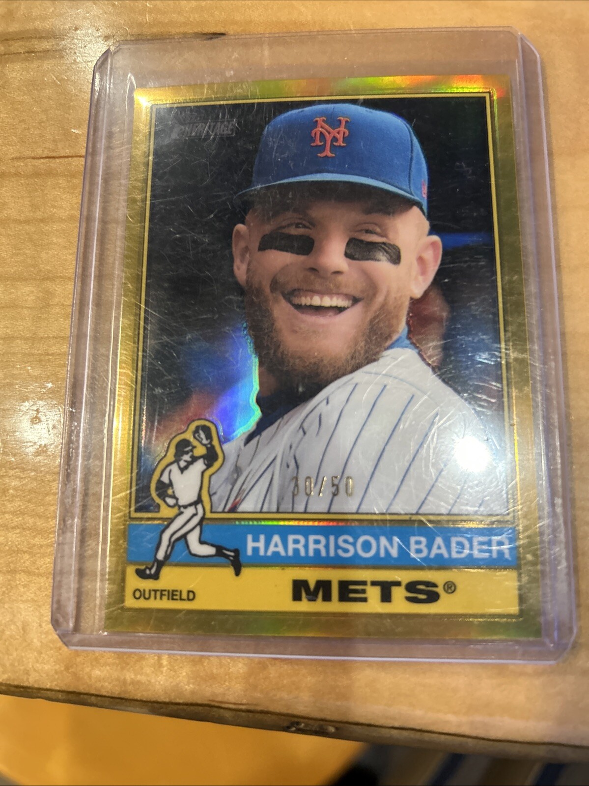 2025 Topps Heritage - Chrome Gold Refractor #189 Harrison Bader SN/50 NY METS