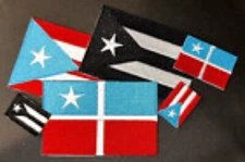 Large & small, PUERTO-RICO light blue, Blk Protest, Grito de Lares flag patches.