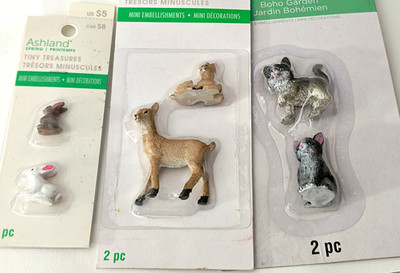 Ashland Spring Tiny Treasures Mini Decoration Animals Bunnies Deers and Cats.