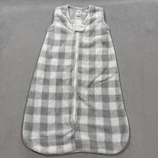 HB Hudson Sleep Sack Baby 0-6 Months Gray Plaid Fleece Wearable Blanket Zip Up