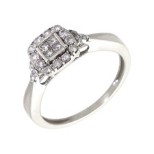 Pre-Owned 9ct White Gold 0.40 Carat Diamond Cluster Ring Size: L½ 9ct gold Fo...
